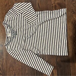 J. Crew Striped Top with Embellished Collar